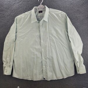 Untuckit Shirt Green White Blue Mens 3XL Gingham Plaid Long Sleeve Button Casual